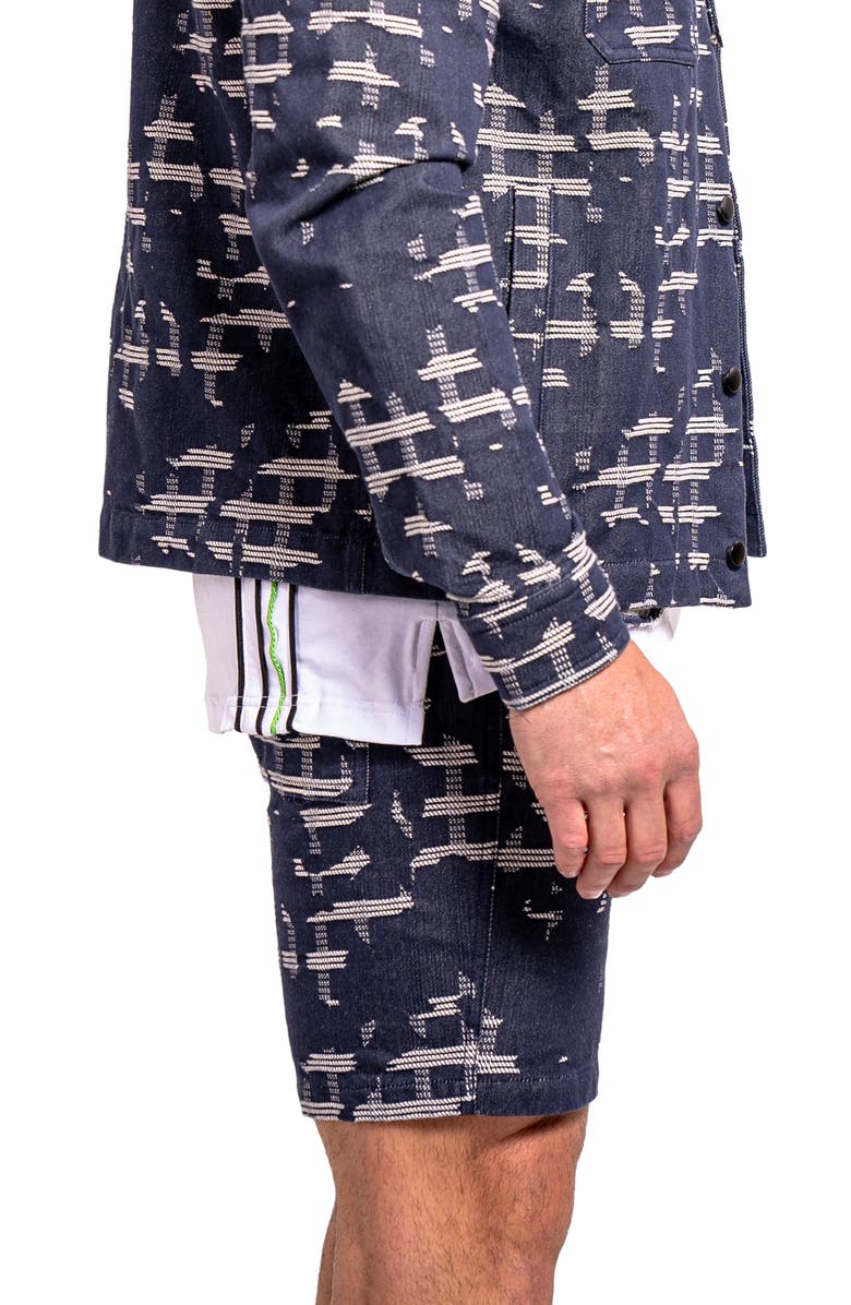 Maceoo Ascension0003 Blue Denim Jacquard Shorts, Alternate, color, Blue