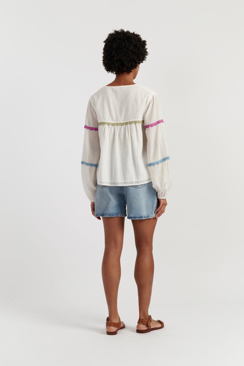 Cotton Rainbow Scallop Blouse, Alternate, color, Cream