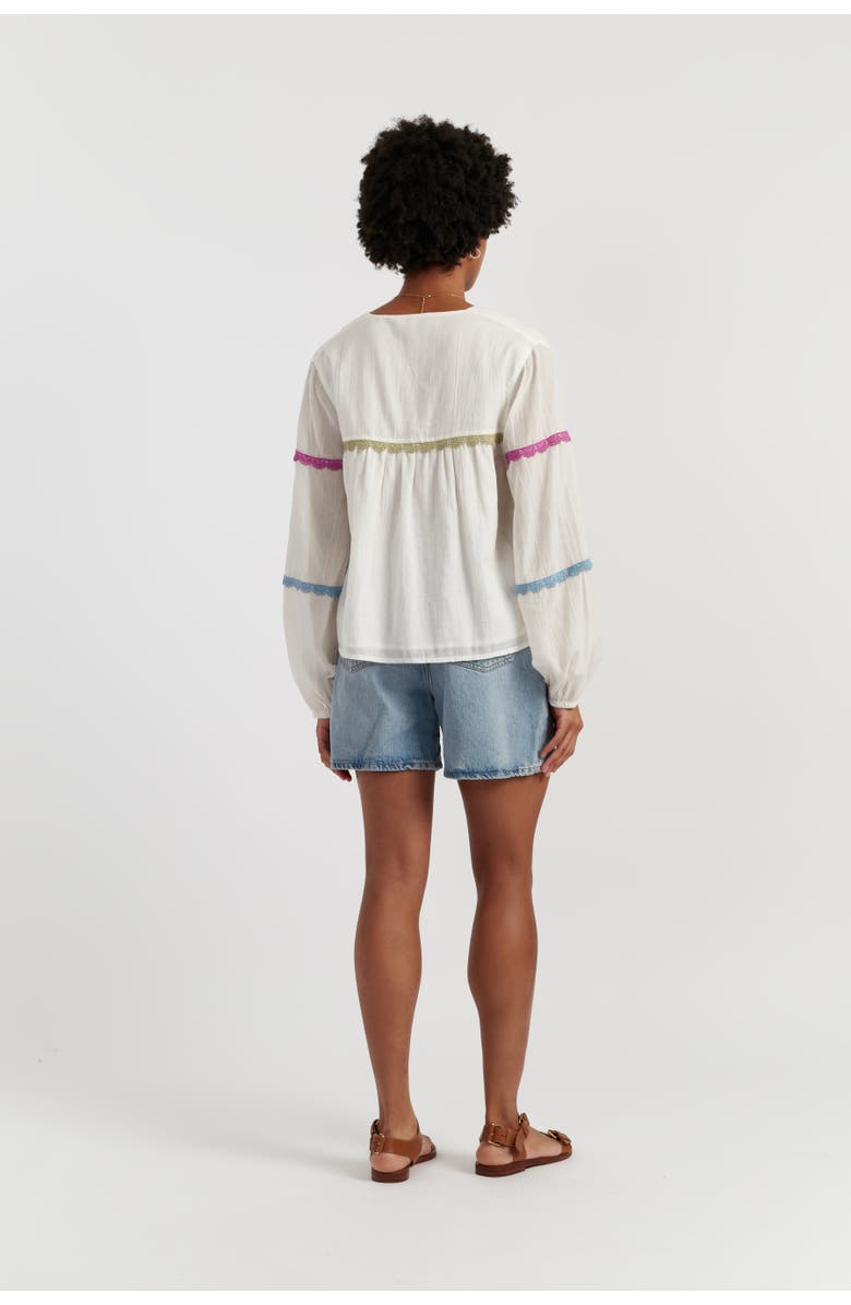 Chinti & Parker Cotton Rainbow Scallop Blouse, Alternate, color, Cream