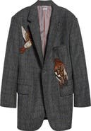 Thom Browne Canary Embroidered Glen Plaid Wool Sport Coat