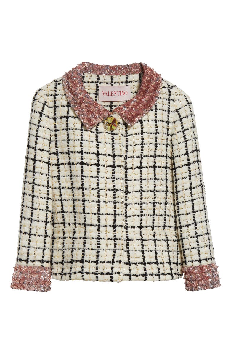 Valentino Garavani Check Sequin Tweed Jacket, Main, color,