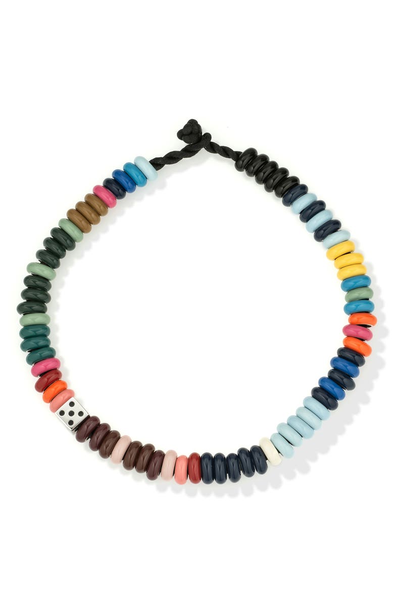 Adina Reyter Enamel Big Bead Hang Tight Dice Necklace, Main, color, Silver