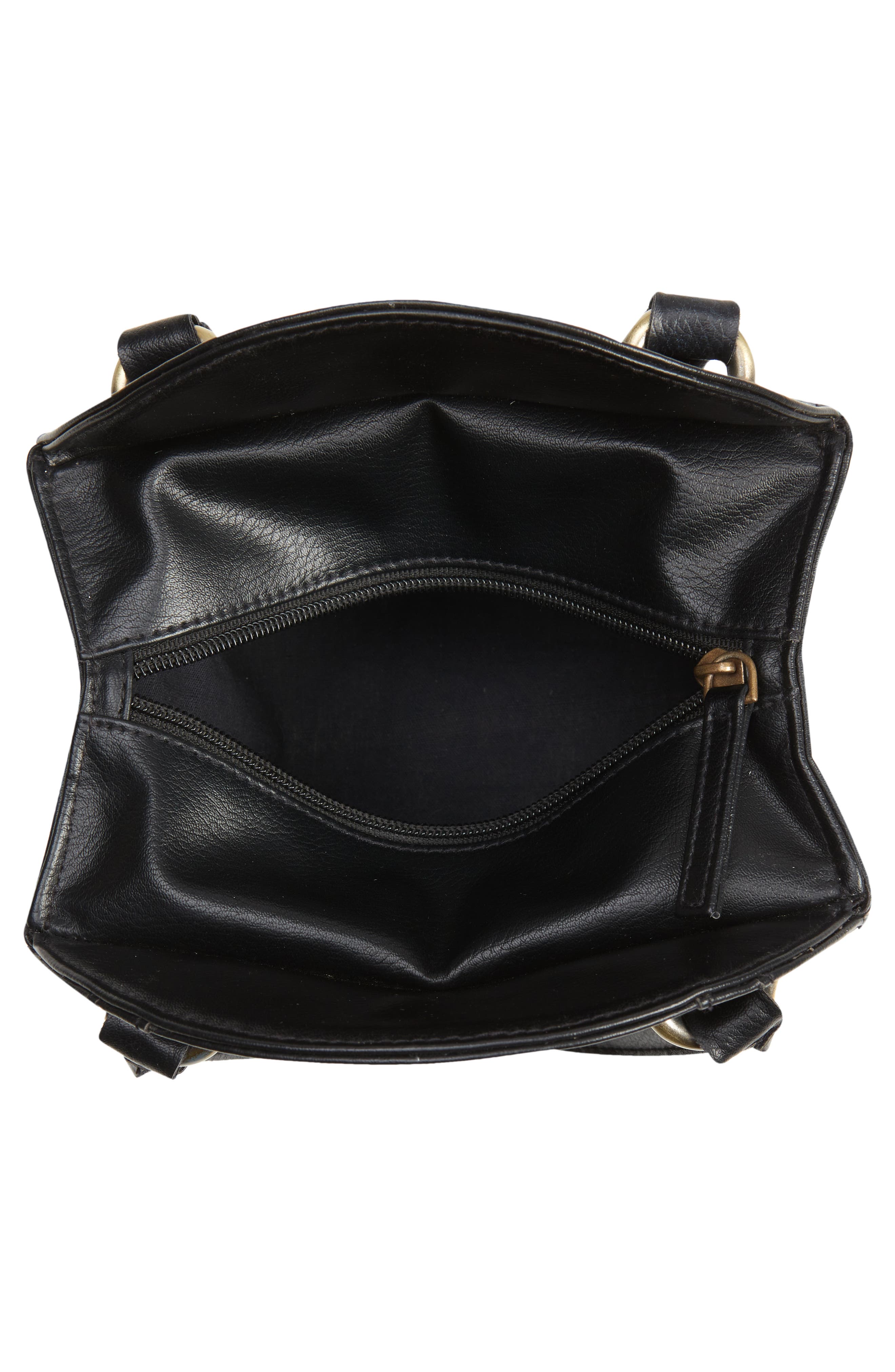 Faux Leather Round Crossbody Bag, Alternate, color, BLACK