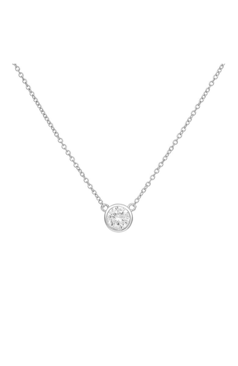 Untamed Petals Tate Bezel Crystal Pendant Necklace, Main, color, Silver