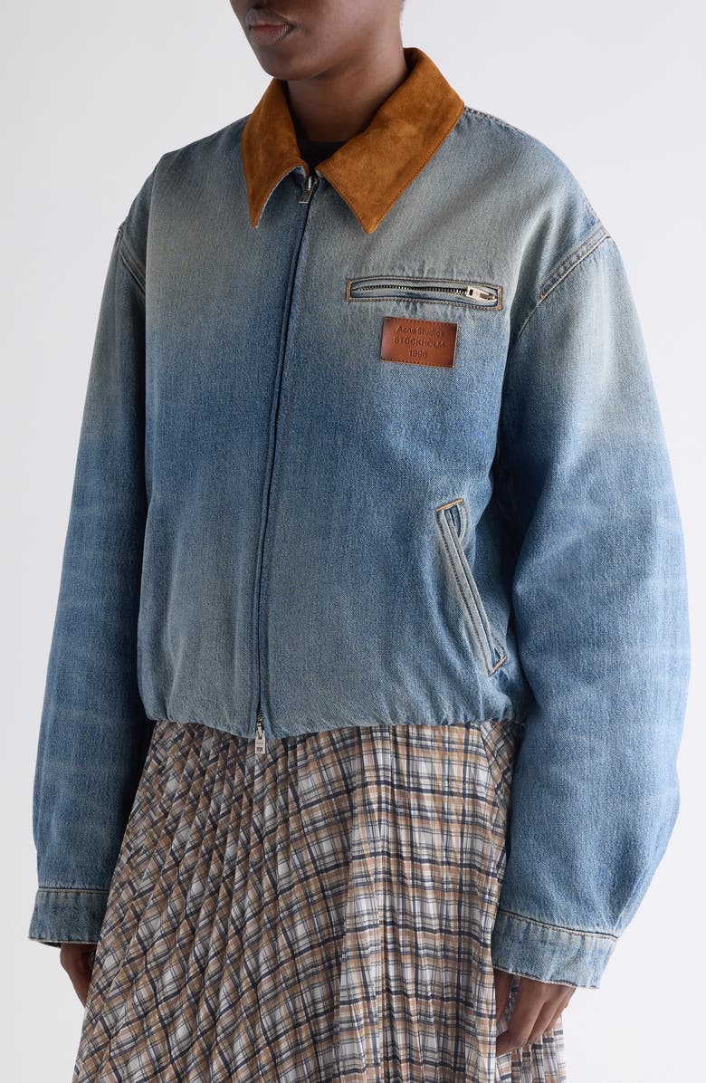 Acne Studios Padded Denim Bomber Jacket, Alternate, color,
