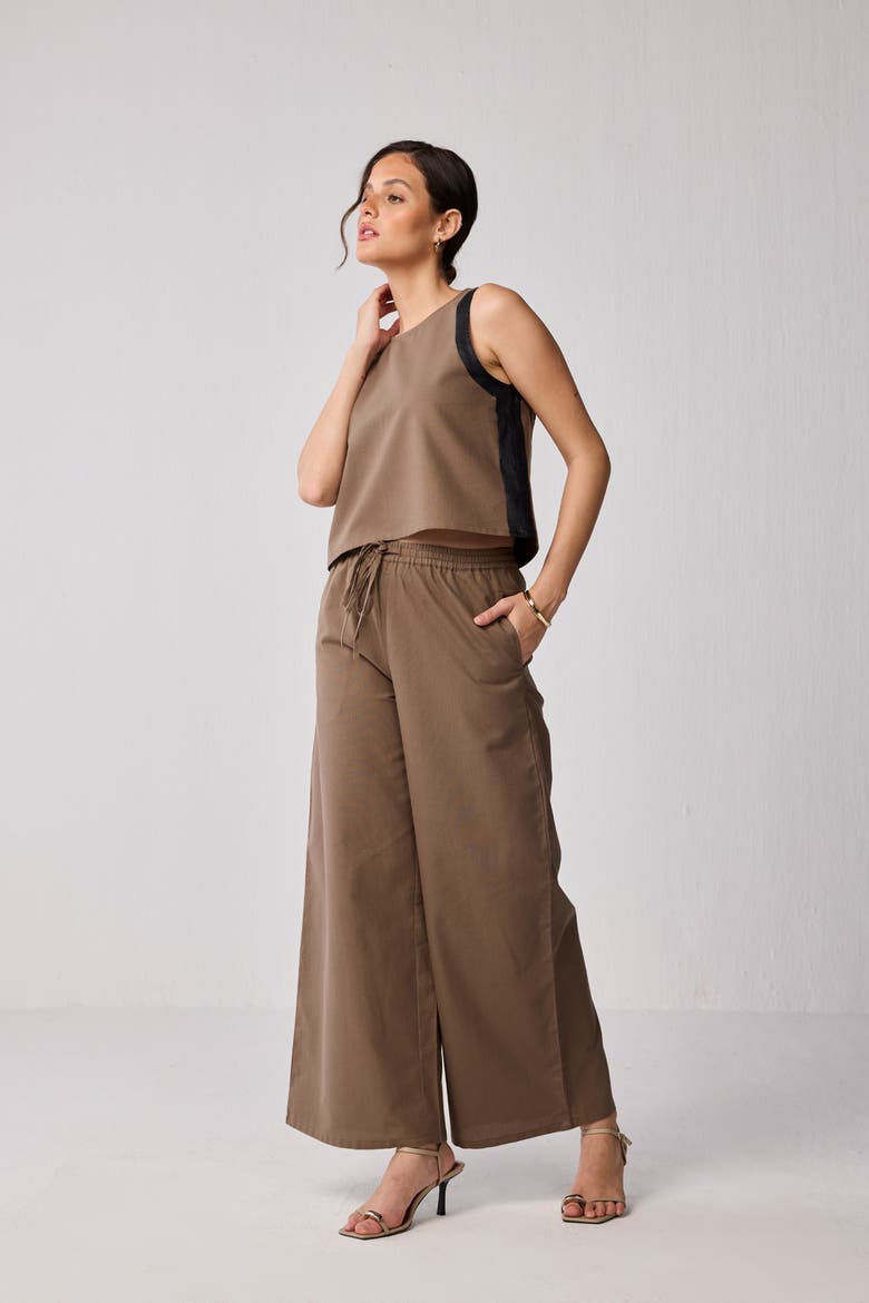 Sleeveless Colorblock Top, Alternate, color, Brown