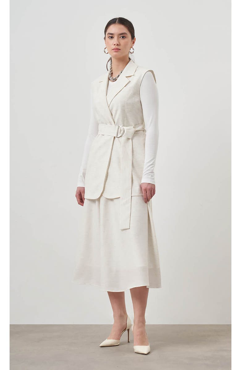 Mizalle Belted Vest, Main, color, Ecru