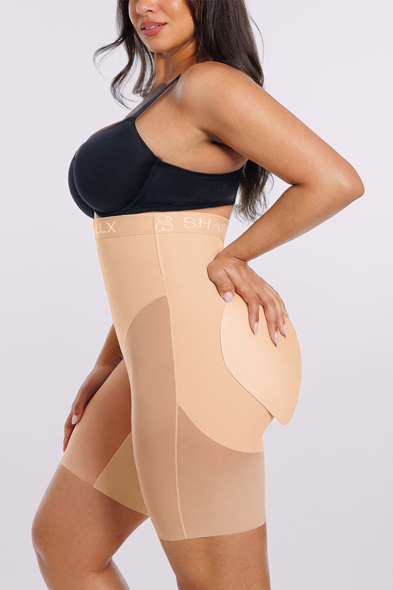 Butt Lifting Padded High Waist Shapewear Shorts, Alternate, color, Beige