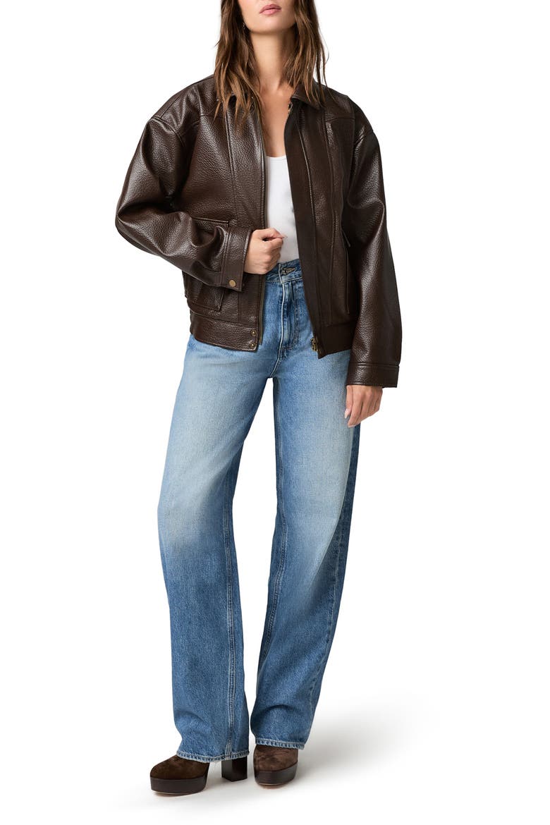 Ashland Faux Leather Jacket, Alternate, color, DARK BROWN
