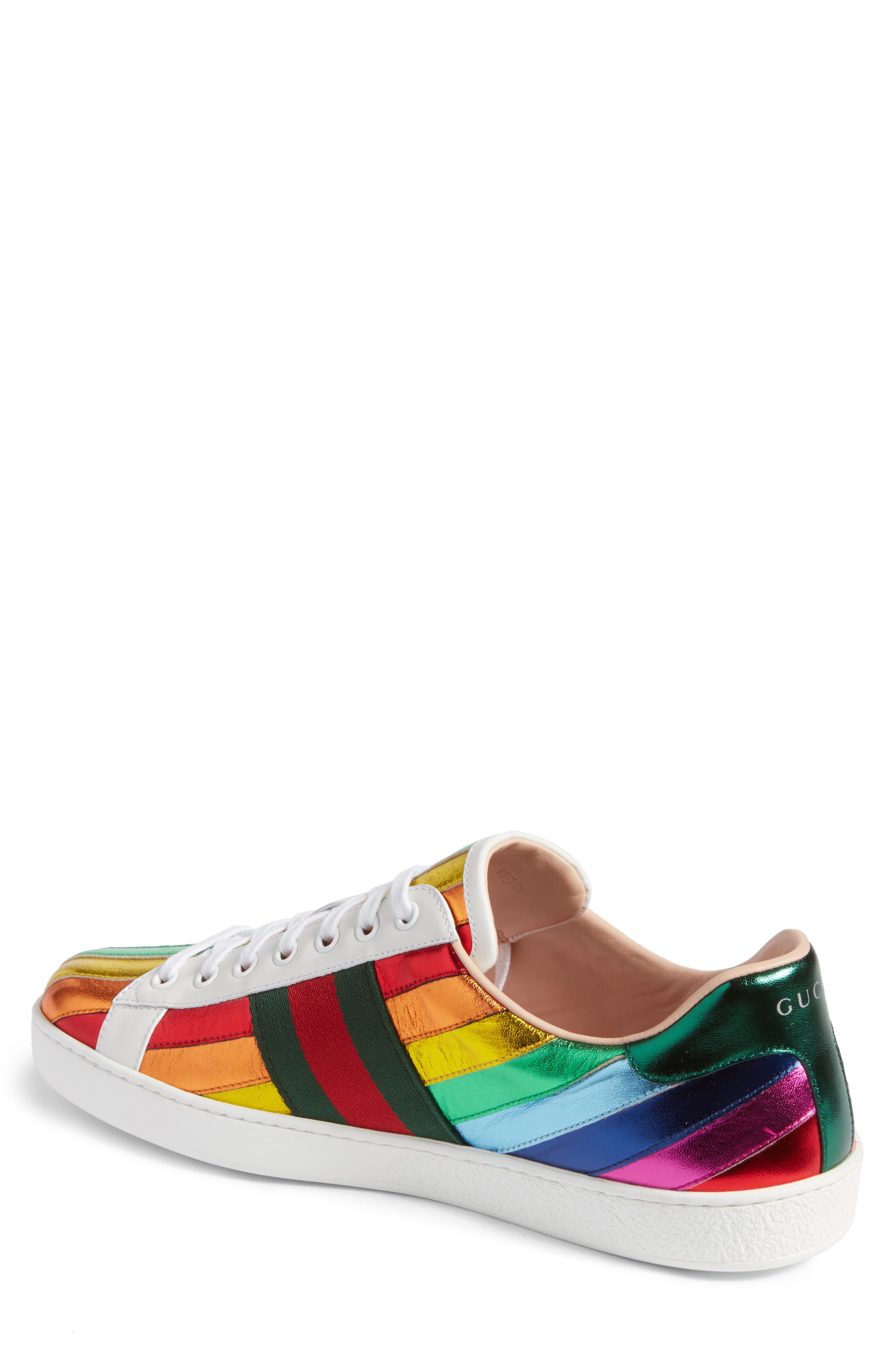 Gucci New Ace Rainbow Sneaker, Alternate, color, 