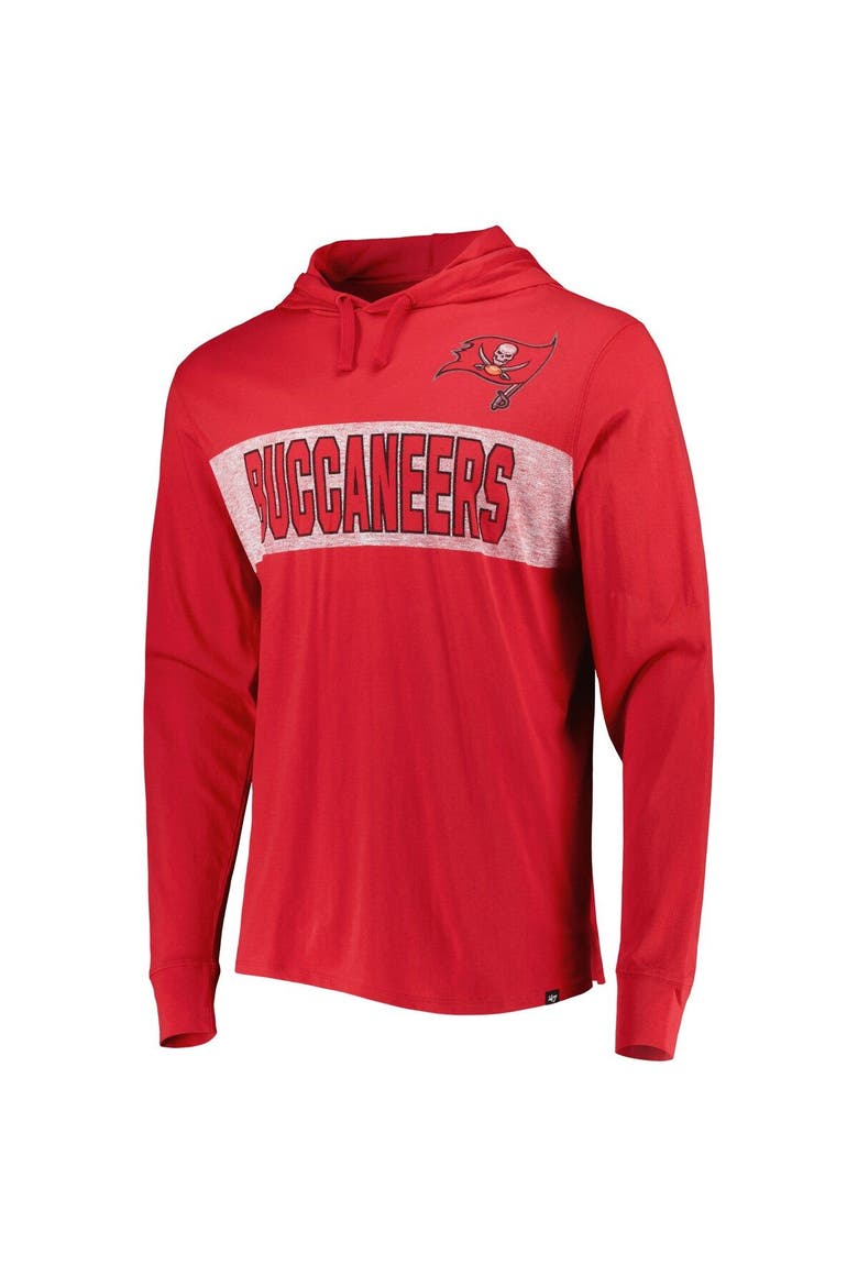 Men's '47 Red Tampa Bay Buccaneers Field Franklin Hooded Long Sleeve T-Shirt, Alternate, color, Red