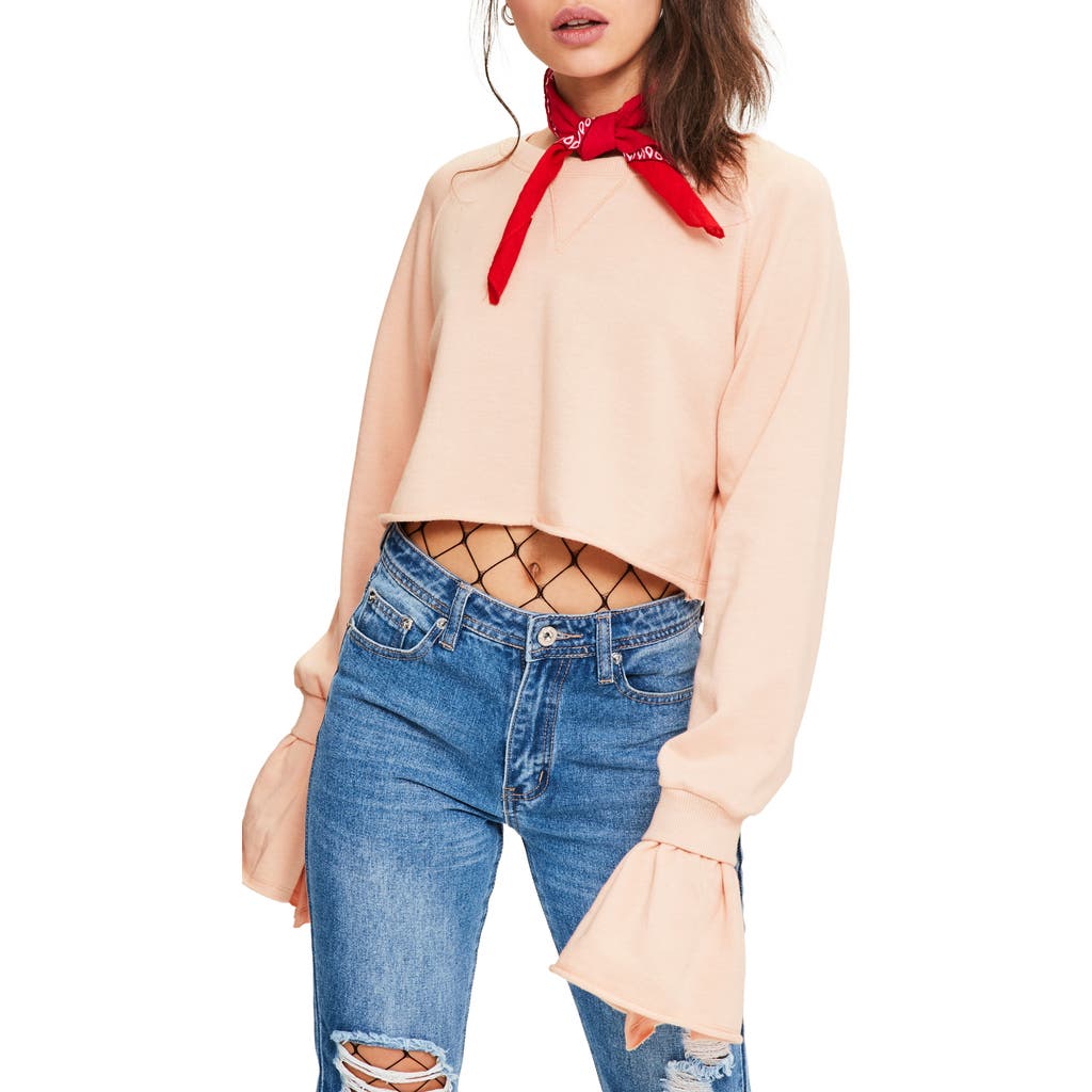 Missguided Frill Cuff Crop Sweatshirt in Blush  product