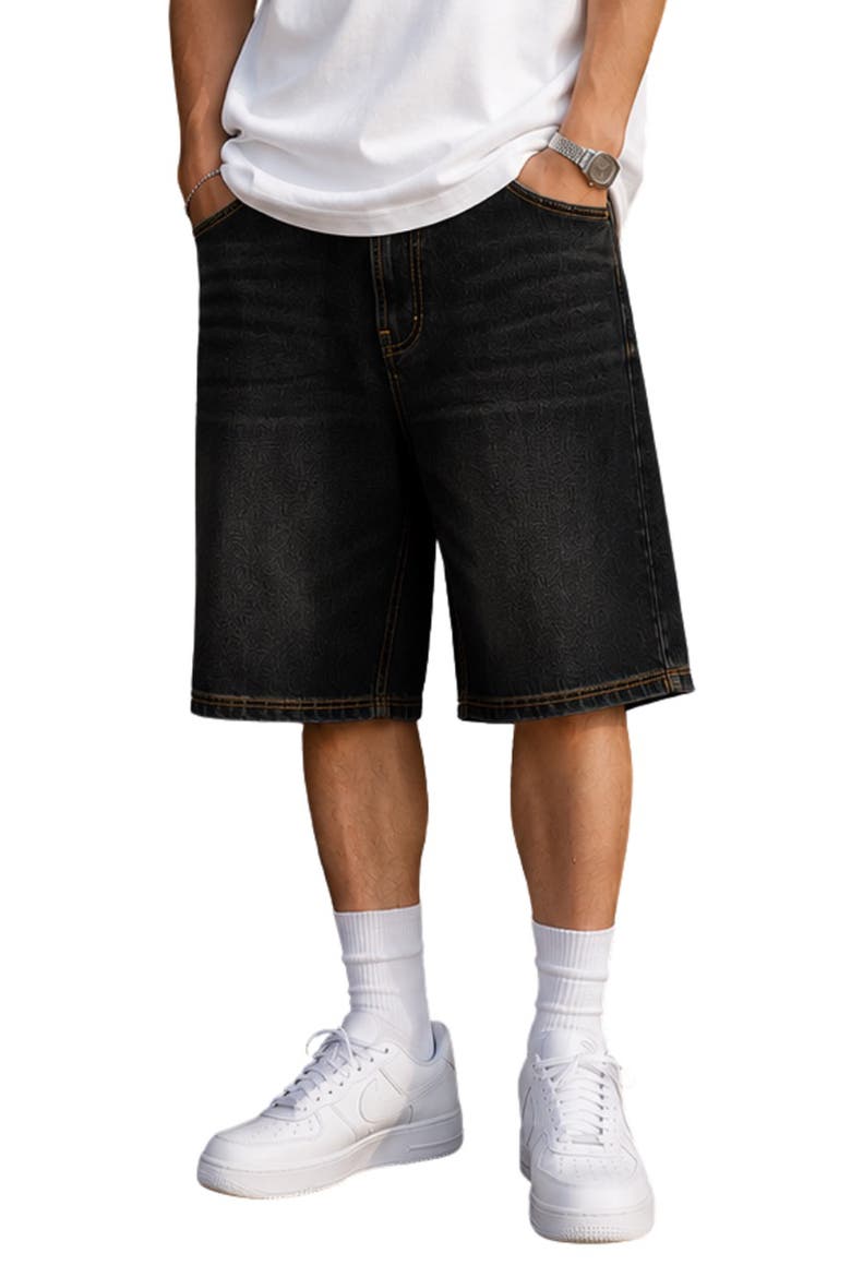 Baggy Denim Shorts, Main, color, BLACK