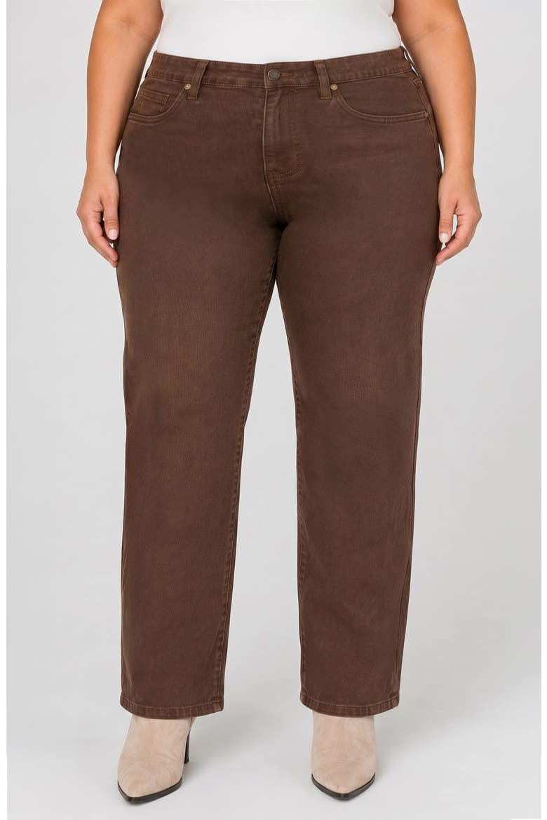 Kennedy Mid Rise Straight Leg Jeans, Main, color, CAROB BROWN