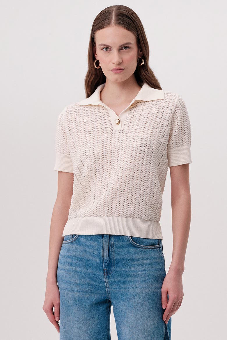 Rachelle Short Sleeve Knit Blouse, Alternate, color, Cream