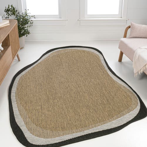 Jonathan Y Wyatt Modern Rustic Abstract Indoor/outdoor Shaped Area Rug In Brown/black