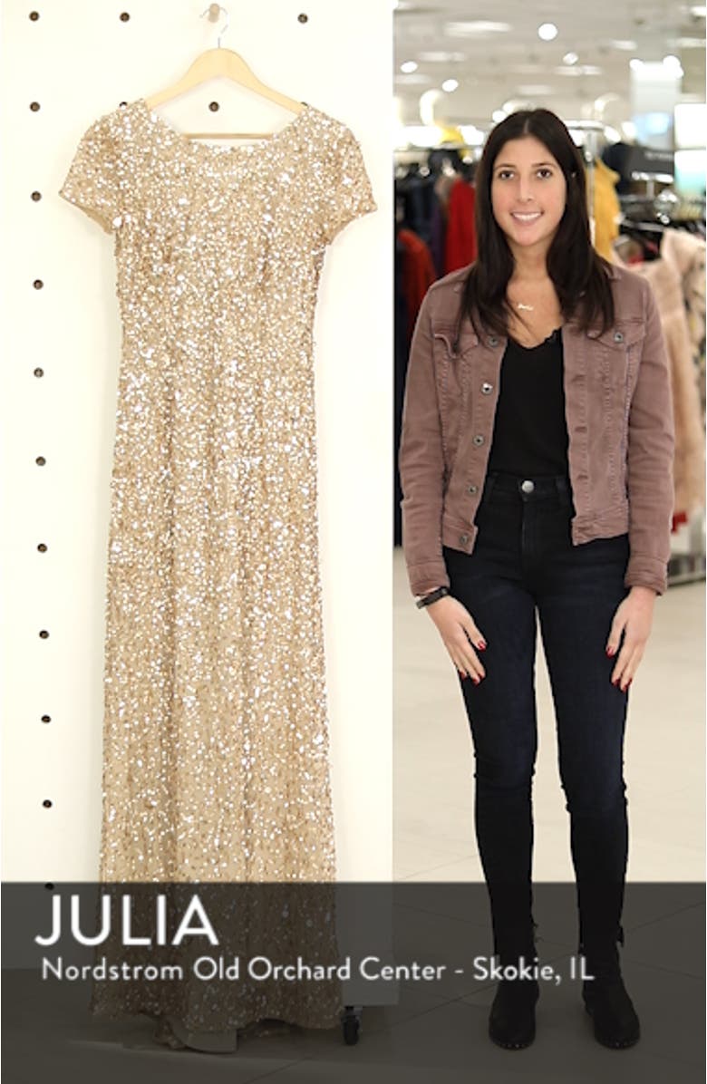 Short Sleeve Sequin Mesh Gown, sales video thumbnail