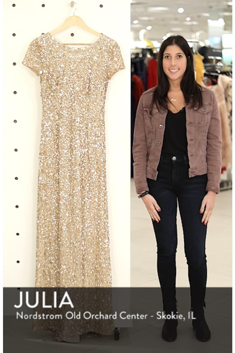 Short Sleeve Sequin Mesh Gown video