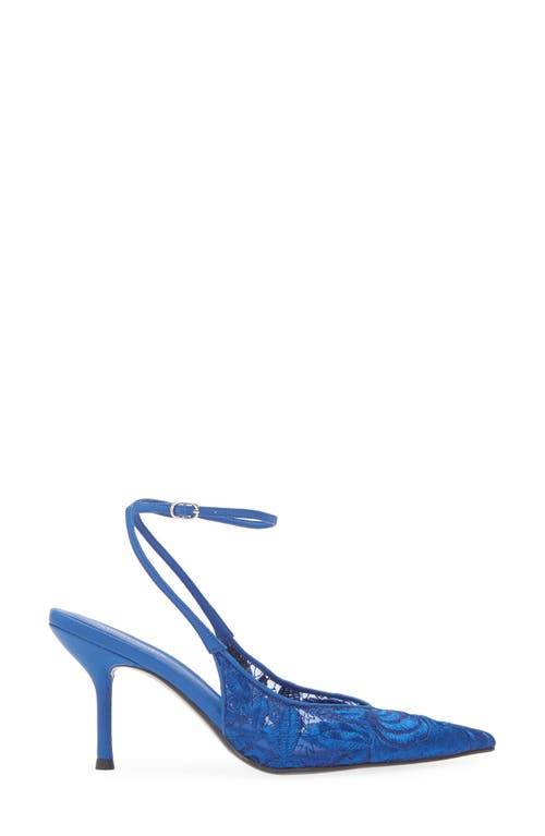 Jeffrey Campbell Exec Ankle Strap Pointed Toe Pump In Bright Blue