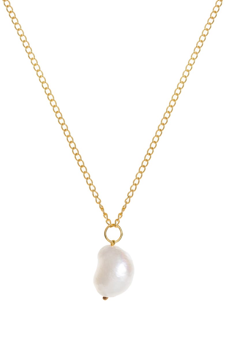 Moon Pearl Necklace Gold Plated, Main, color, Pearl