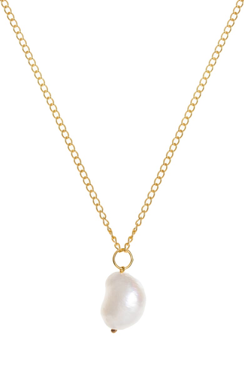 Freya Rose Moon Pearl Necklace Gold Plated, Main, color, Pearl