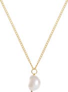 Freya Rose Moon Pearl Necklace Gold Plated