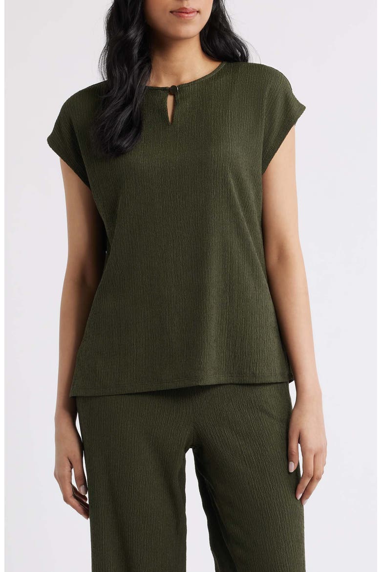 Textured Keyhole Top, Main, color, DARK BAY LEAF