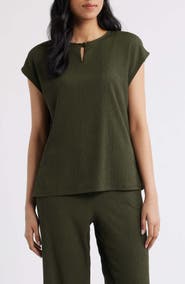 AK ANNE KLEIN Textured Keyhole Top