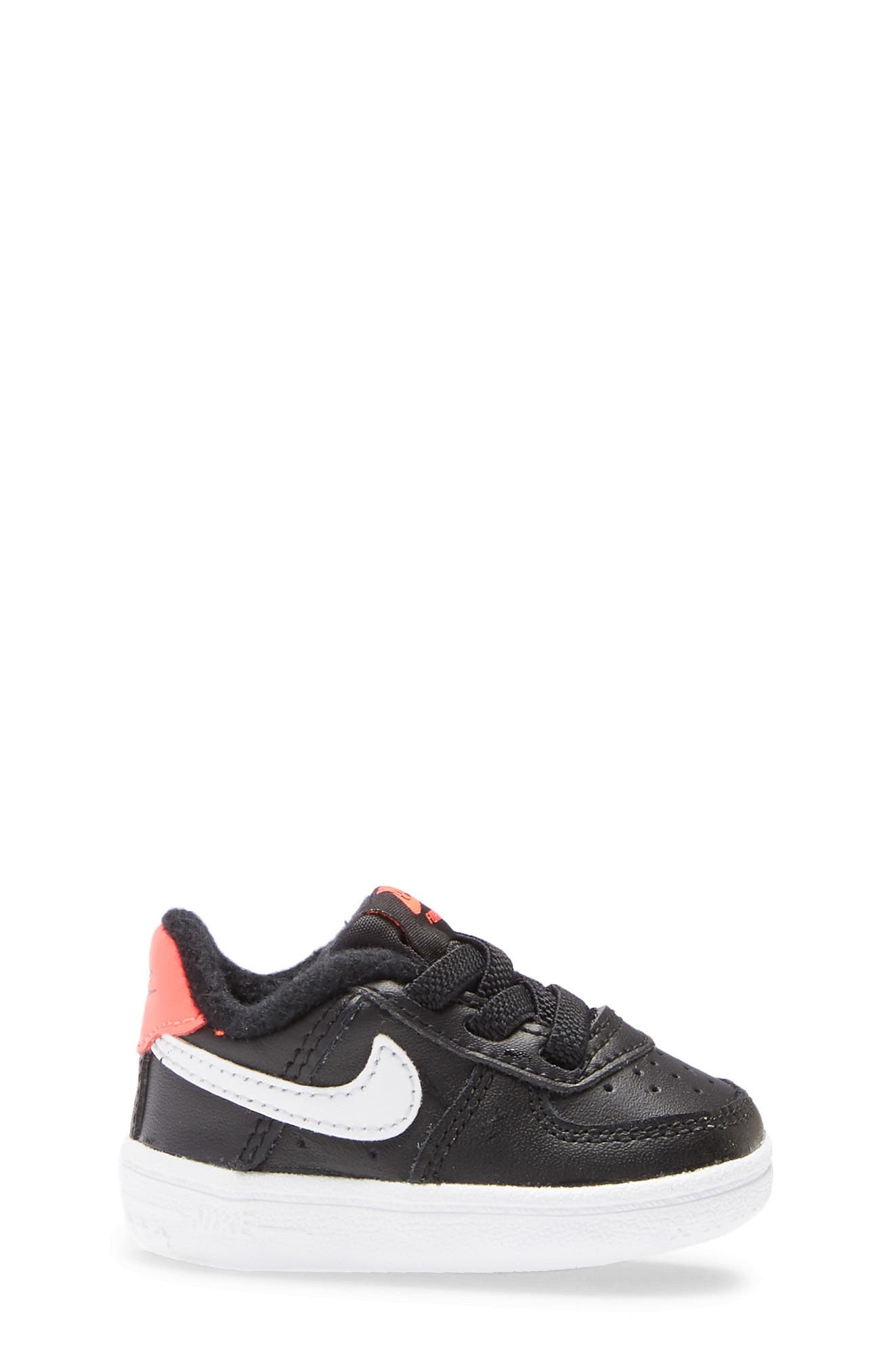 Force 1 Crib Shoe, Alternate, color, BLACK/ WHITE/ FLASH CRIMSON