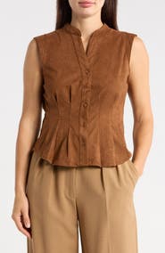 Bagatelle Fitted Waist Faux Suede Top