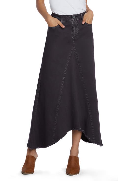 Selma Pieced Asymmetric Denim Maxi Skirt