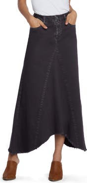 Wash Lab Denim Selma Pieced Asymmetric Denim Maxi Skirt