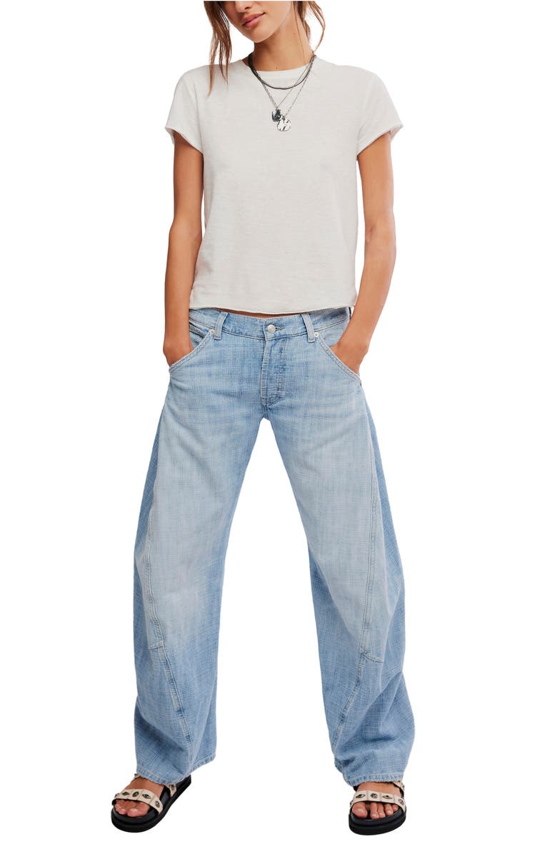 Free People Highland Low Rise Barrel Jeans, Alternate, color,