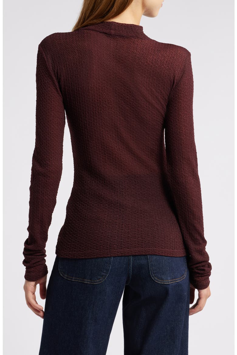 Lace Mesh Mock Neck Top, Alternate, color, DEEP BURGUNDY