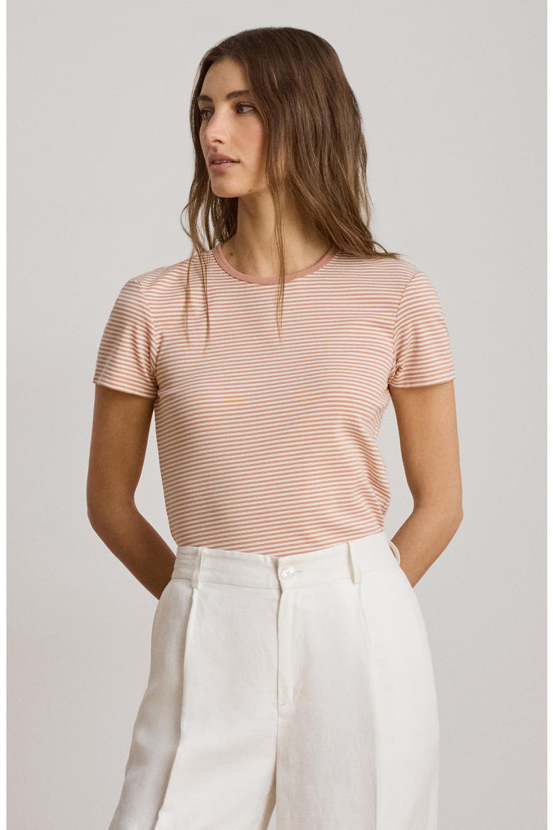 Refined Stripe Stretch Cotton Top, Alternate, color, PINK SIENNA/ MAS CREAM