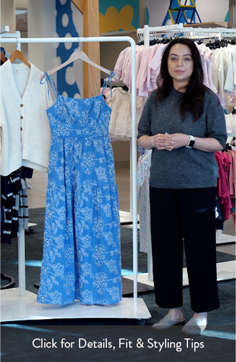 Cotton Blend Eyelet Midi Sundress, sales video thumbnail