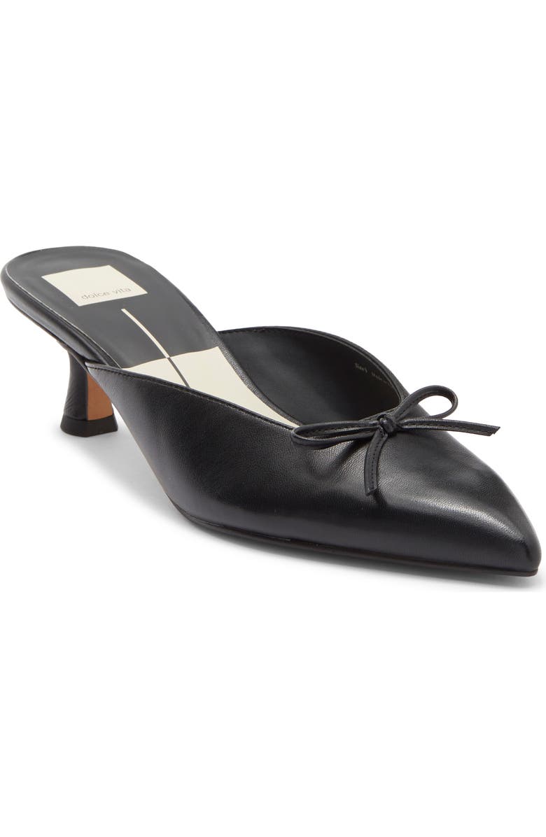 Dolce Vita Cleo Pointed Toe Kitten Heel Mule, Main, color, Black Leather