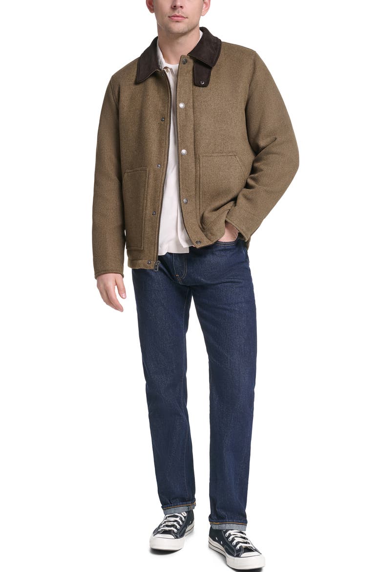 Corduroy Collar Barn Jacket, Alternate, color, OLIVE HEATHER