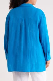 Eileen Fisher Classic Collar Easy Organic Cotton Button-Up Shirt