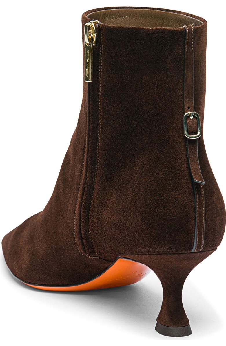 Santoni Women's Suede Mid-Heel Ankle Boot with Back Decorative Strap, Alternate, color,