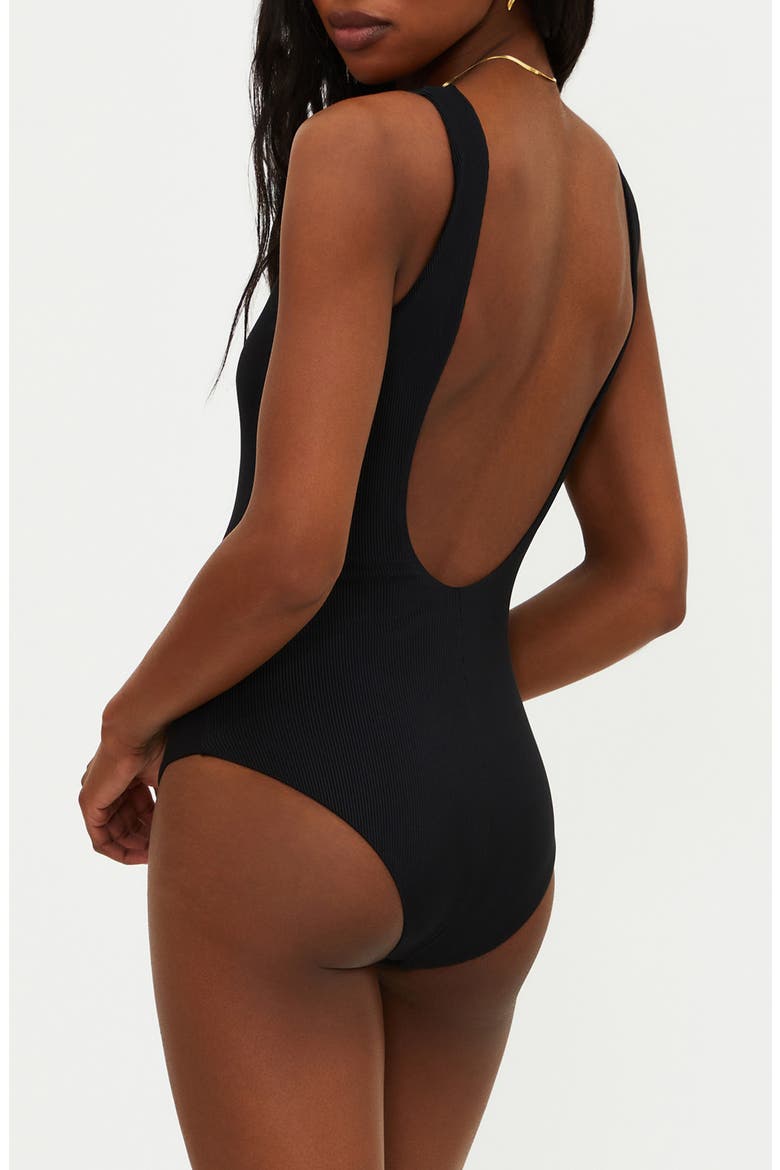 Tropez V-Wire Rib One-Piece Swimsuit, Alternate, color, BLACK