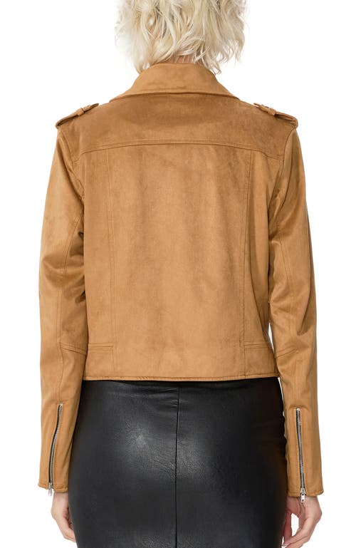 Kimi & Kai Willa Faux Suede Moto Jacket In Brown