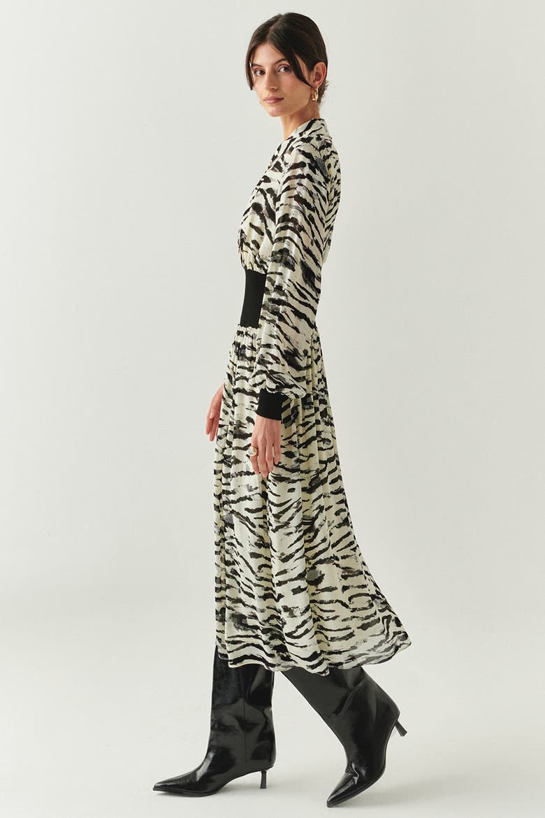 Paulina Midi Dress, Alternate, color, BLACK-BONE