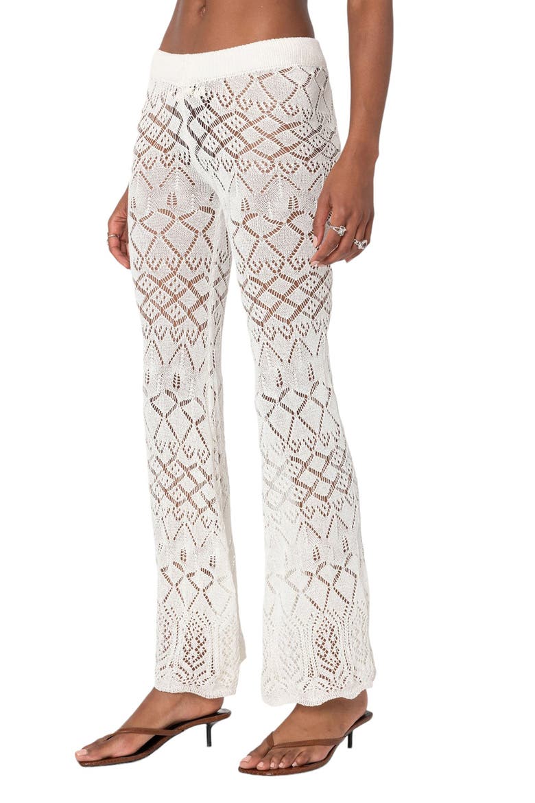 Fable Mixed Open Stitch Cotton Blend Pants, Alternate, color, CREAM