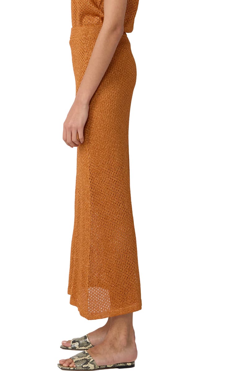 Diane von Furstenberg Harmon Metallic Open Stitch Skirt, Alternate, color, Copper Gleam