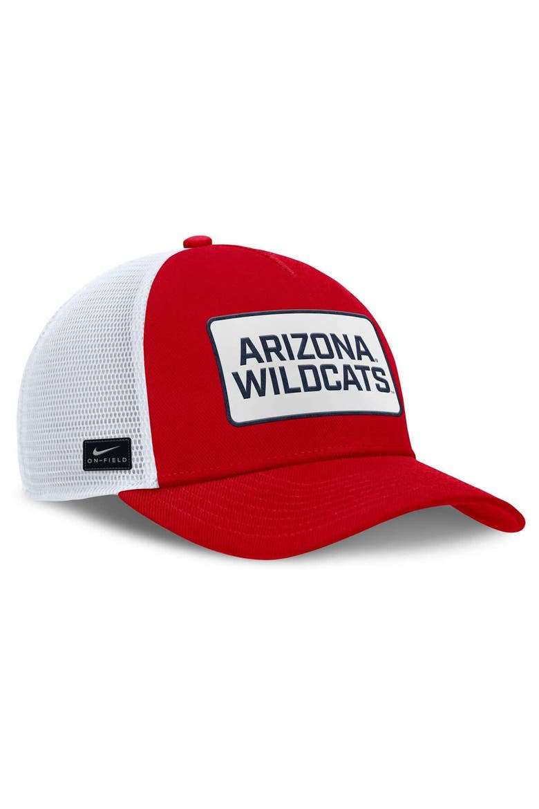 Men's Nike Red/White Arizona Wildcats 2025 On-Field Rise Patch Trucker Adjustable Hat, Alternate, color, Red