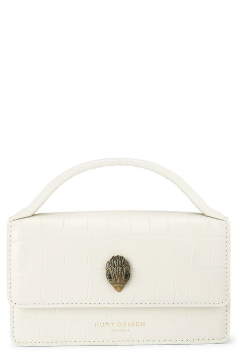 Extrasmall Bond Croc Embossed Leather Top Handle Bag