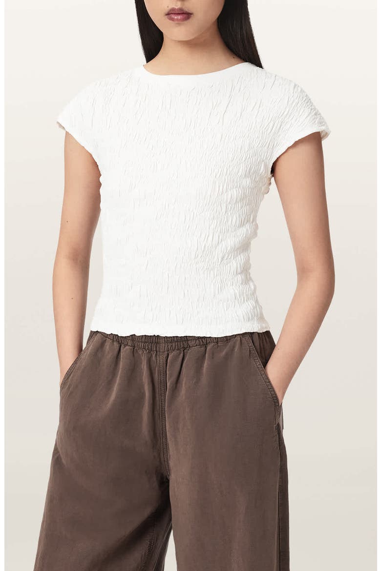 Luna Crinkled Cotton Tee, Main, color, WHITE
