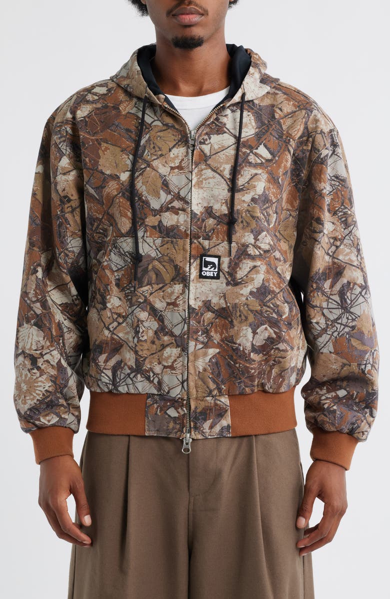 Obey Glen Forest Camo Hooded Jacket, Alternate, color, Fence Camo Multi