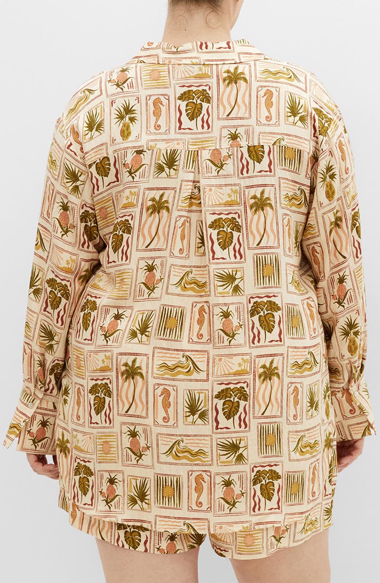 City Chic Bella Print High-Low Tunic Shirt, Alternate, color, Cool Tropics